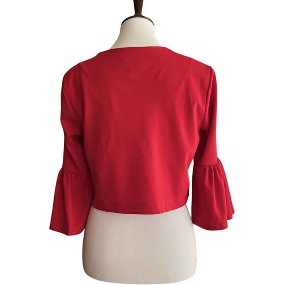 Signature by Signature by RobRobbie Bee Womens Red Cropped Evening Jacket Size L - Picture 8 of 9